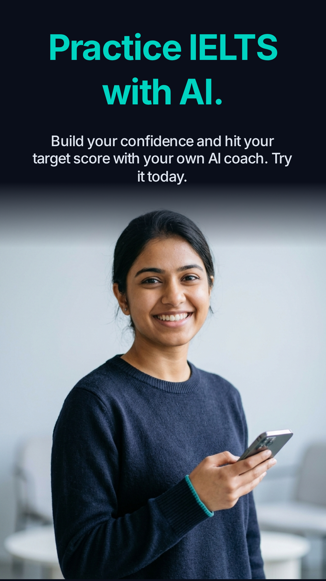IELTS learner using AI-powered IELTS preparation tools.